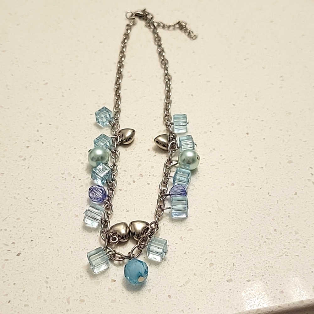 Light Blue Cube Necklace